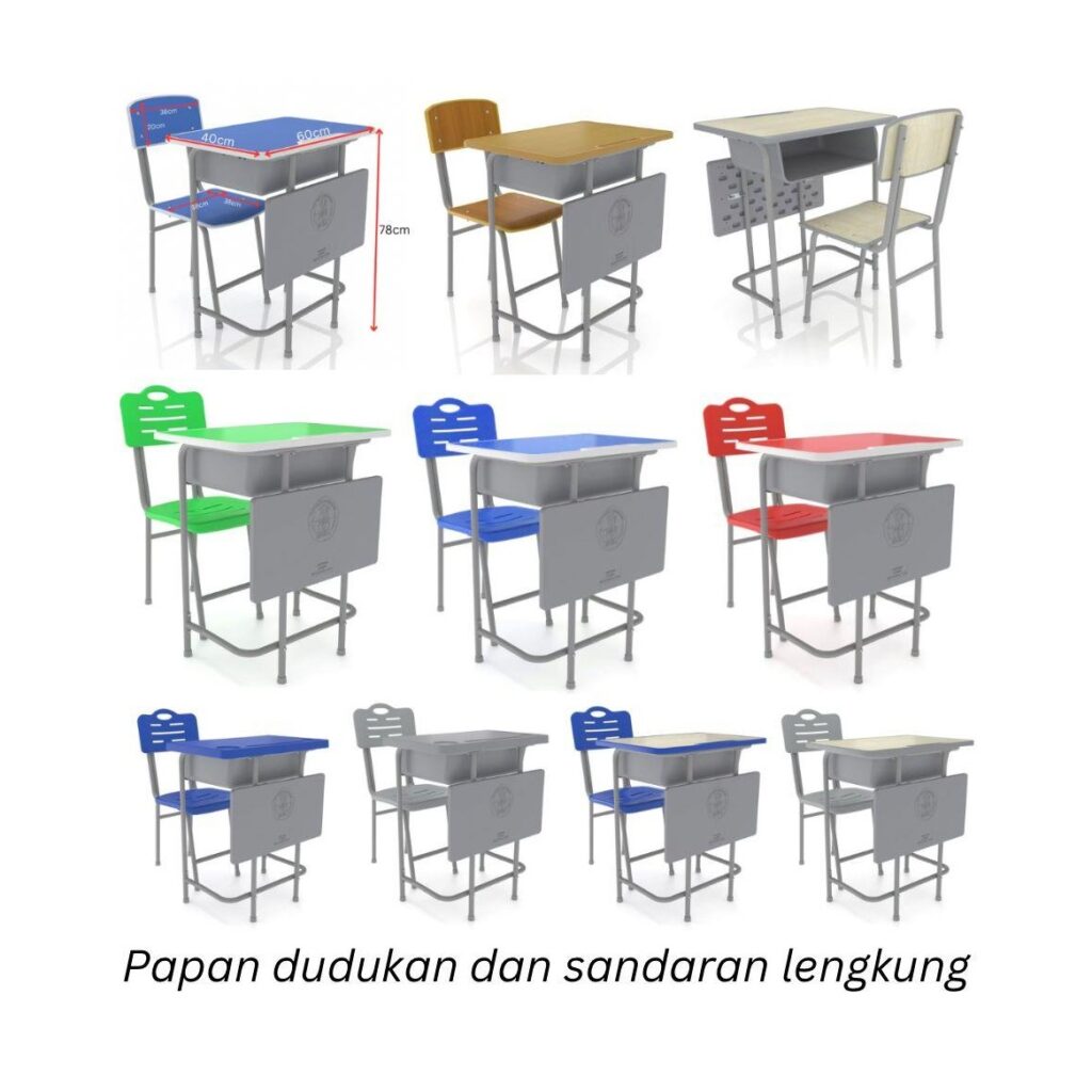 Meja Belajar Set A-02 MDF + HDPE Plastic Kombinasi