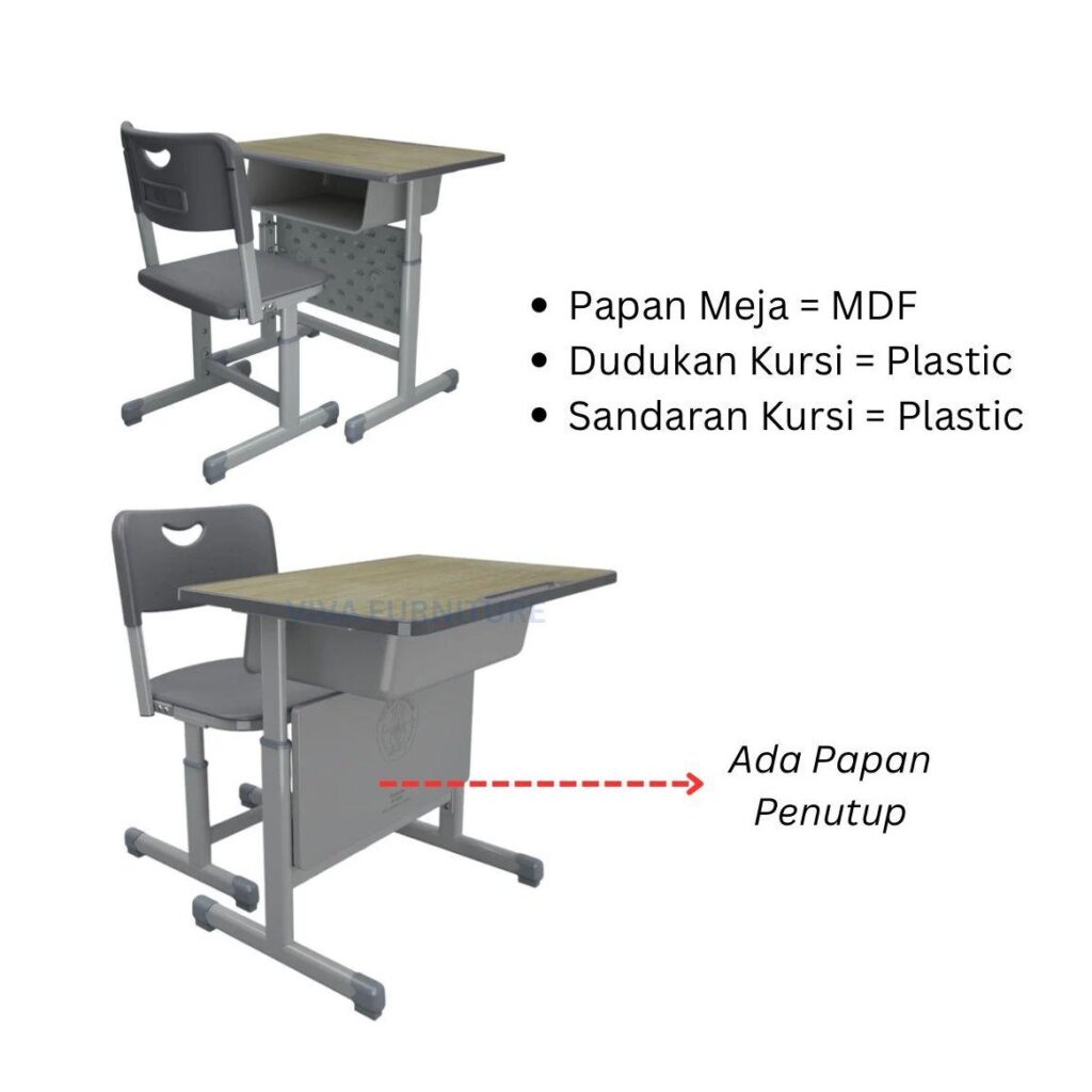 Meja Belajar Set T-AA dengan Papan Penutup
