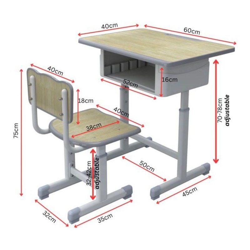 Meja Belajar Set T-B MDF